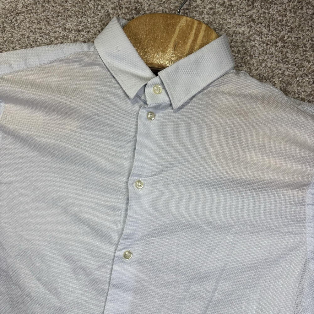 Emporio Armani Mens 16 Blue Solid Slim Fit Long Sleeve Dress Shirt N1CA9TN139C